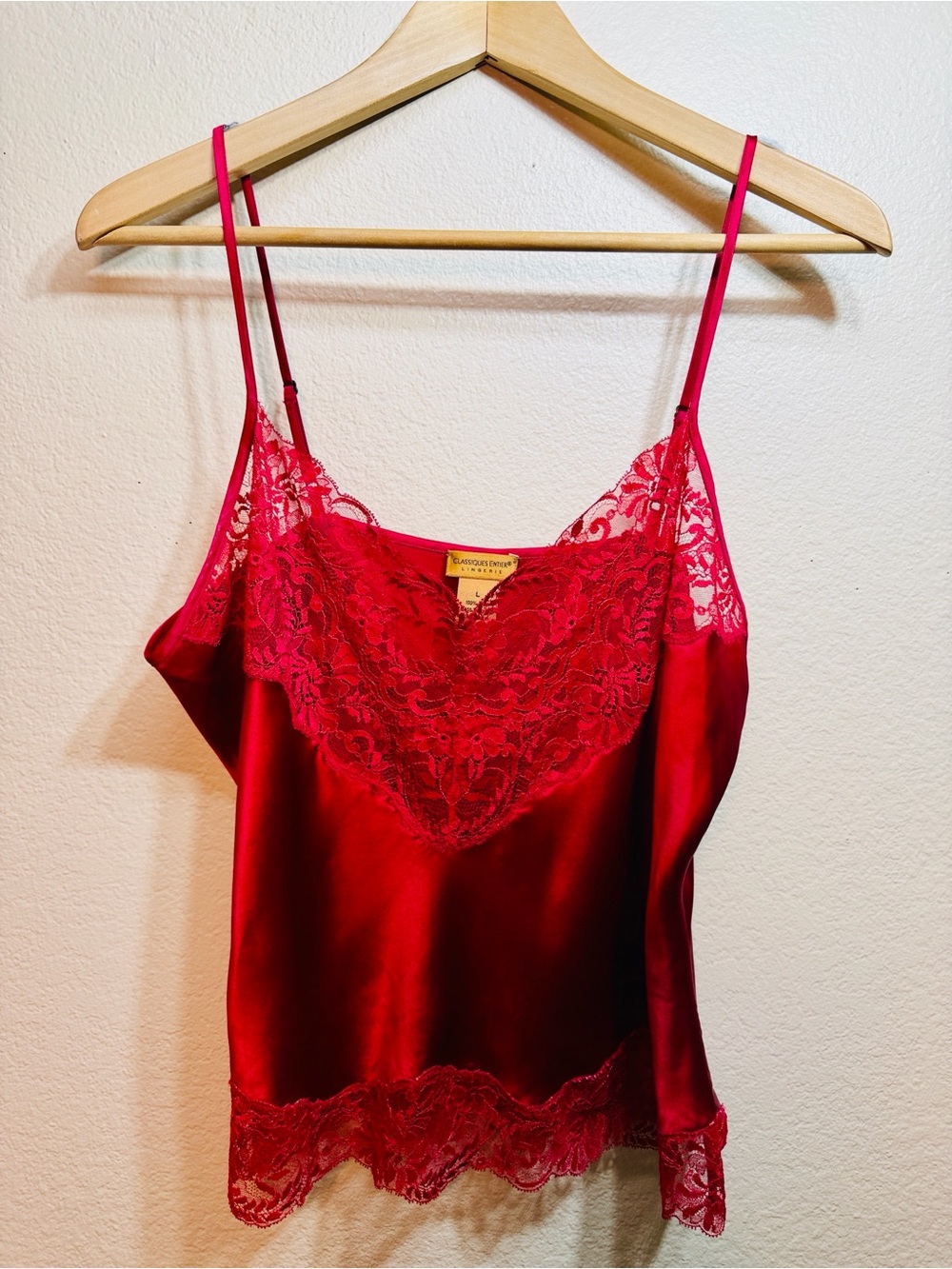 Classiques Entier Silk Lace Cami Tank Top Large Valentine Red Feminine